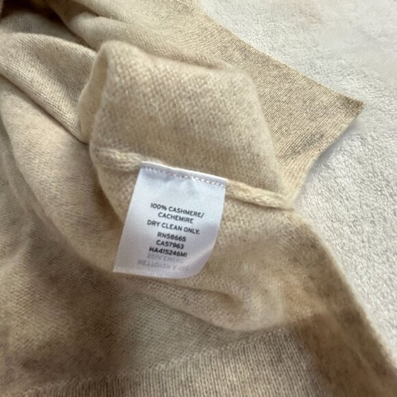 Halogen Womens V-Neck Sweater XXL Beige Oatmeal 100% Cashmere Pullover New $98 - Picture 4 of 7